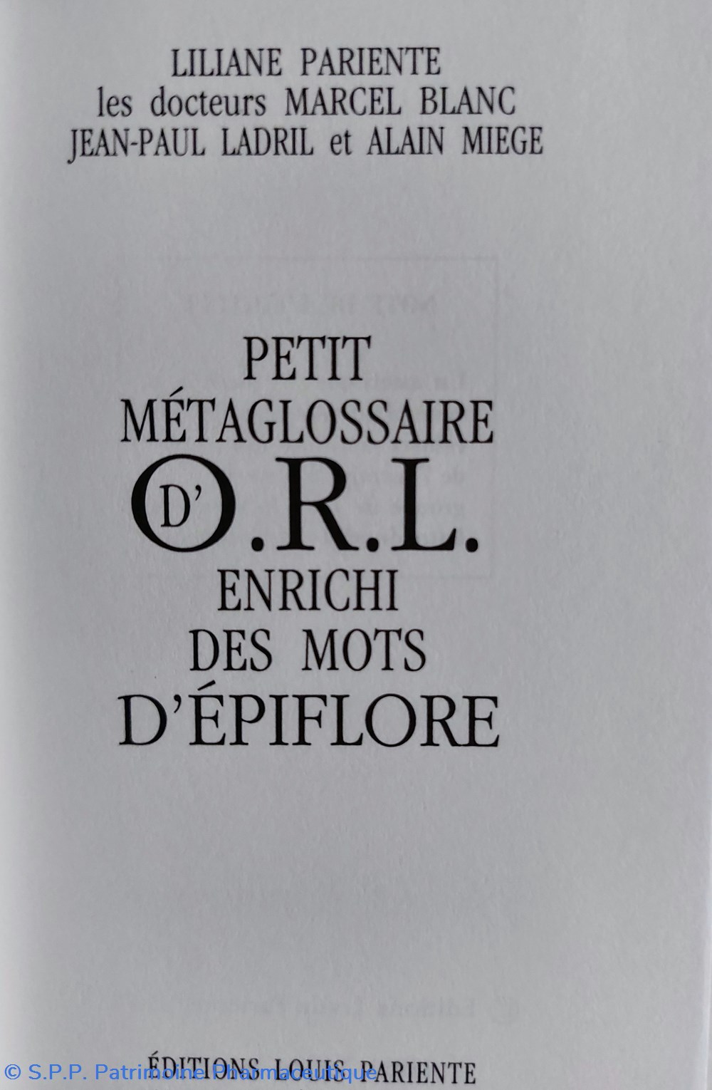 science pharmacie petit metaglossaire orl et mots epiflore