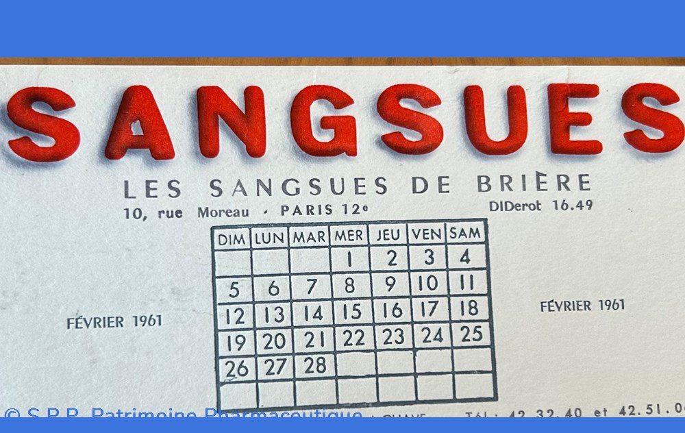 SANGSUES ( Buvard publicitaire) 3 science pharmacie sangsues buvard publicitaire