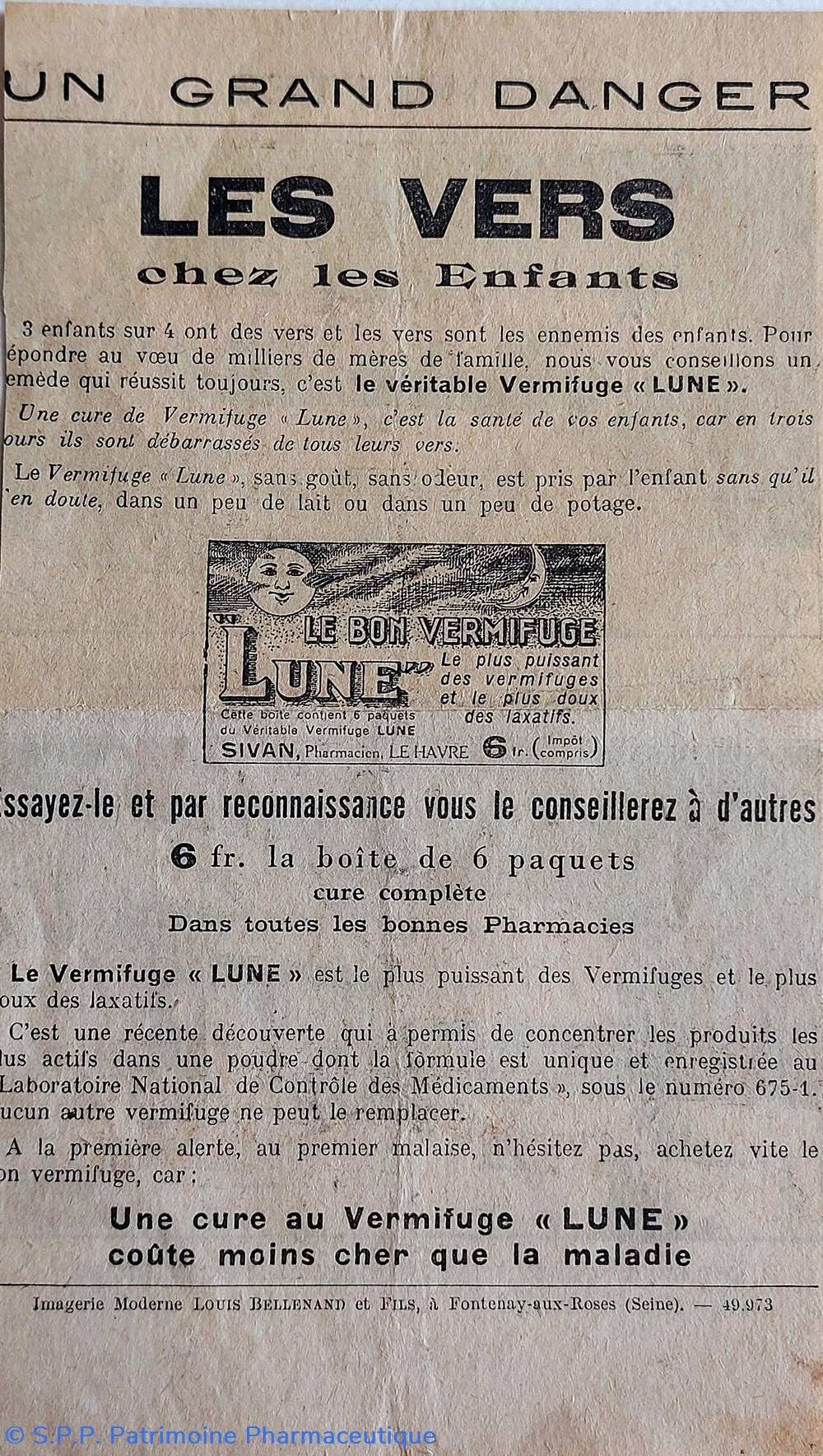 documents anciens vermifuge lune