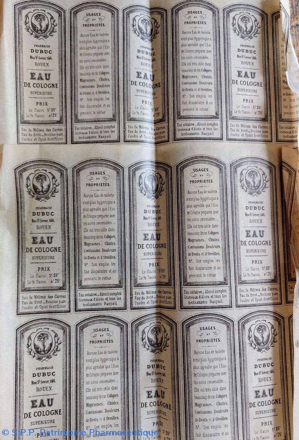 documents anciens eau de cologne dubuc planches etiquettes