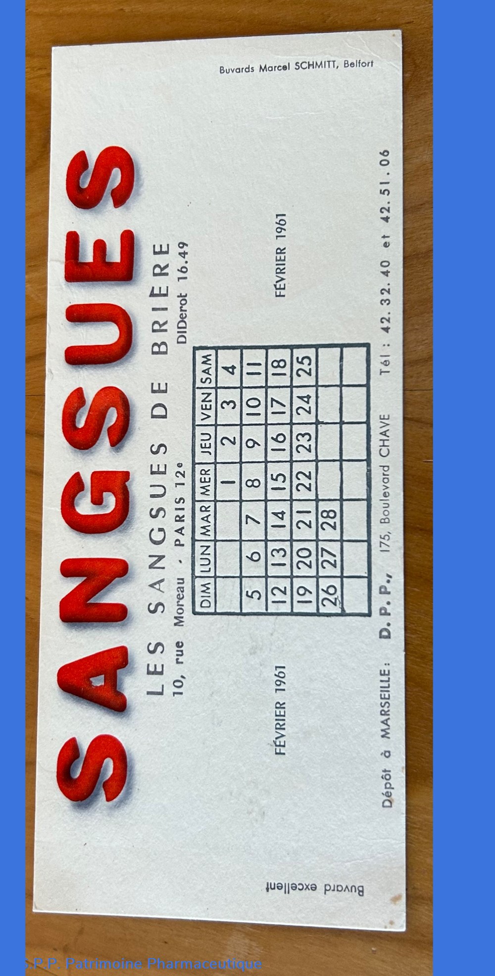 SANGSUES ( Buvard publicitaire) 2 science pharmacie sangsues buvard publicitaire