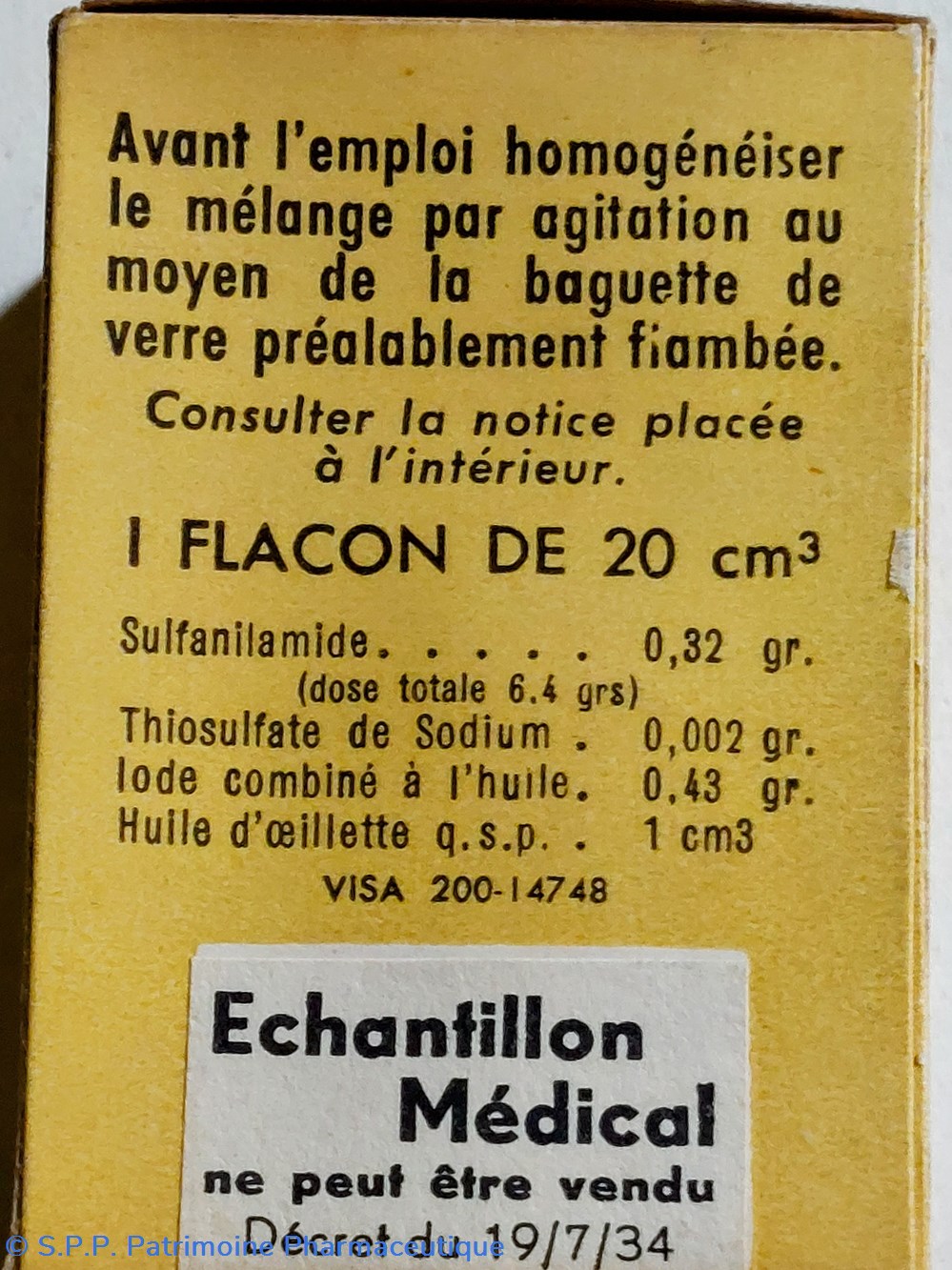 LIPIODOL SULFANILAMIDE 20 Cm3 2 science pharmacie lipiodol sulfanilamide 20 cm3