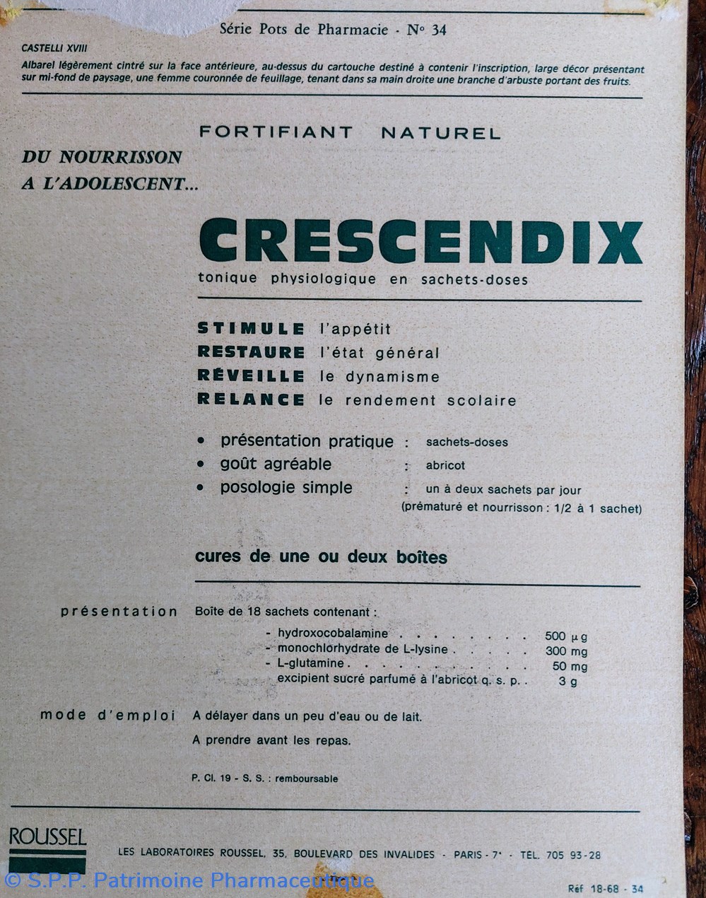 ROUSSEL N°34 ALBAREL - Castelli XVIII 3 science pharmacie roussel n 34 albarel castelli xviii