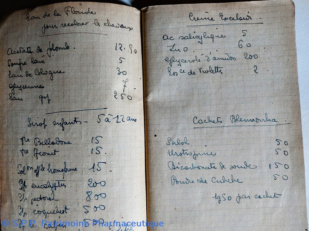 Carnet de " recettes d'un Pharmacien" 2 documents anciens carnet de recettes un pharmacien