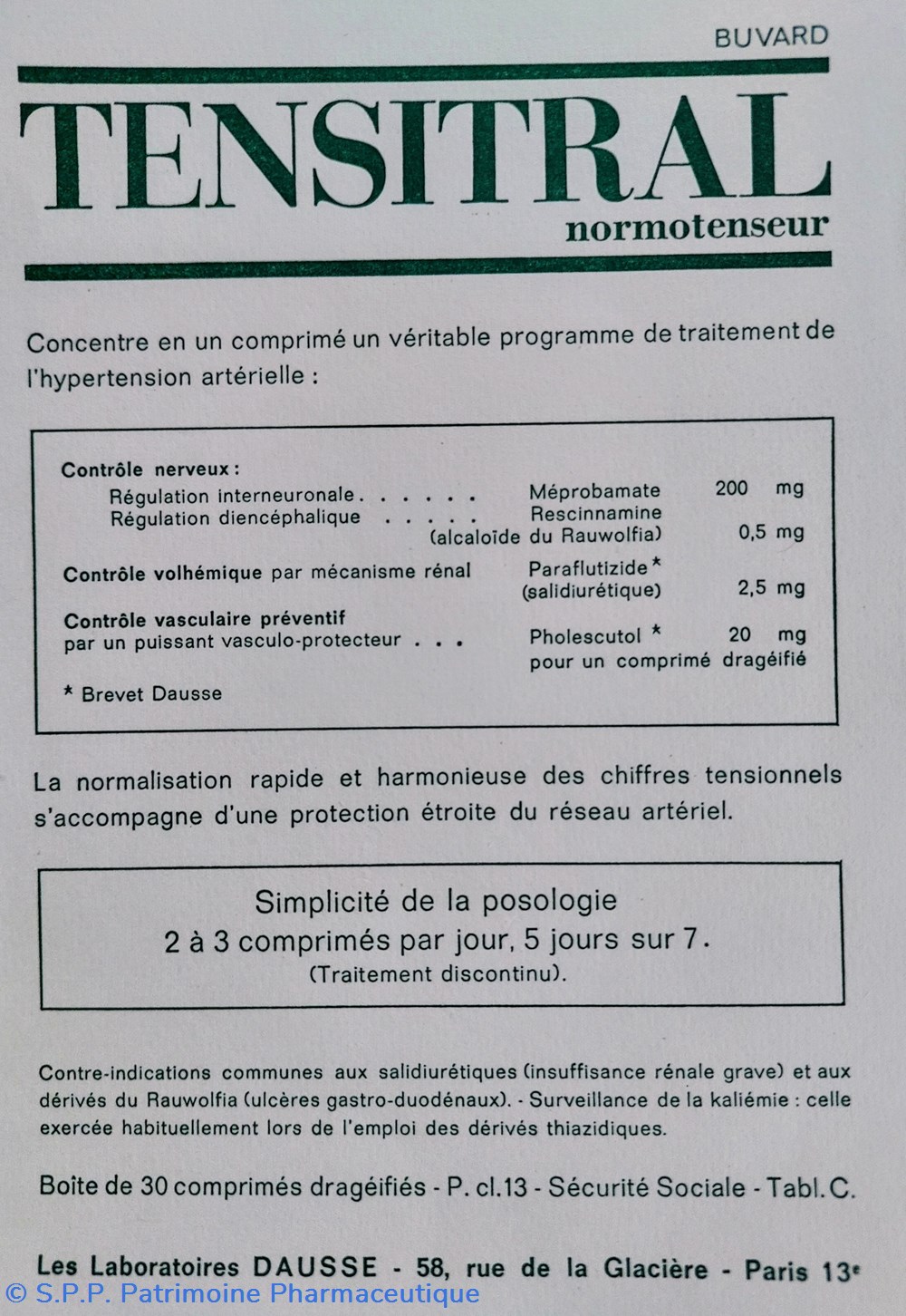 TENSITRAL Normotenseur Lab. Dausse science pharmacie tensitral normotenseur lab dausse