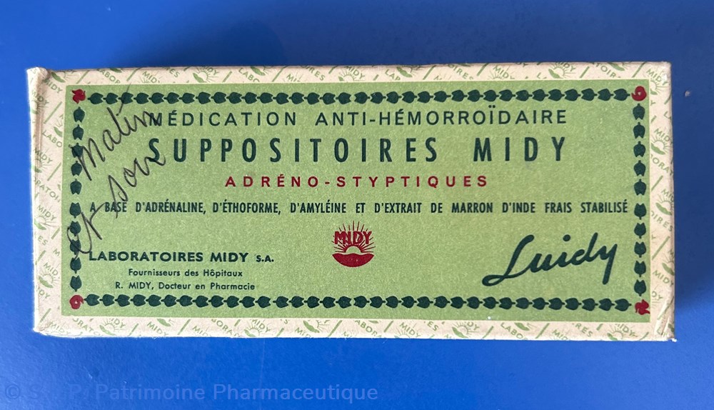 SUPPOSITOIRES MIDY Adréno-Styptiques science pharmacie suppositoires midy adreno styptiques