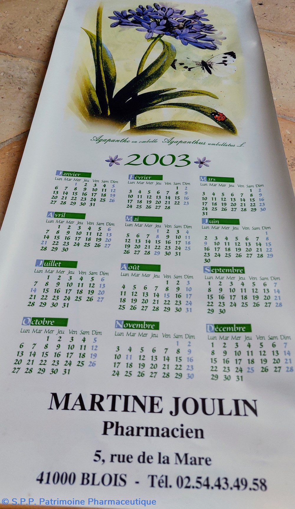 science pharmacie calendrier 2003 agapanthe