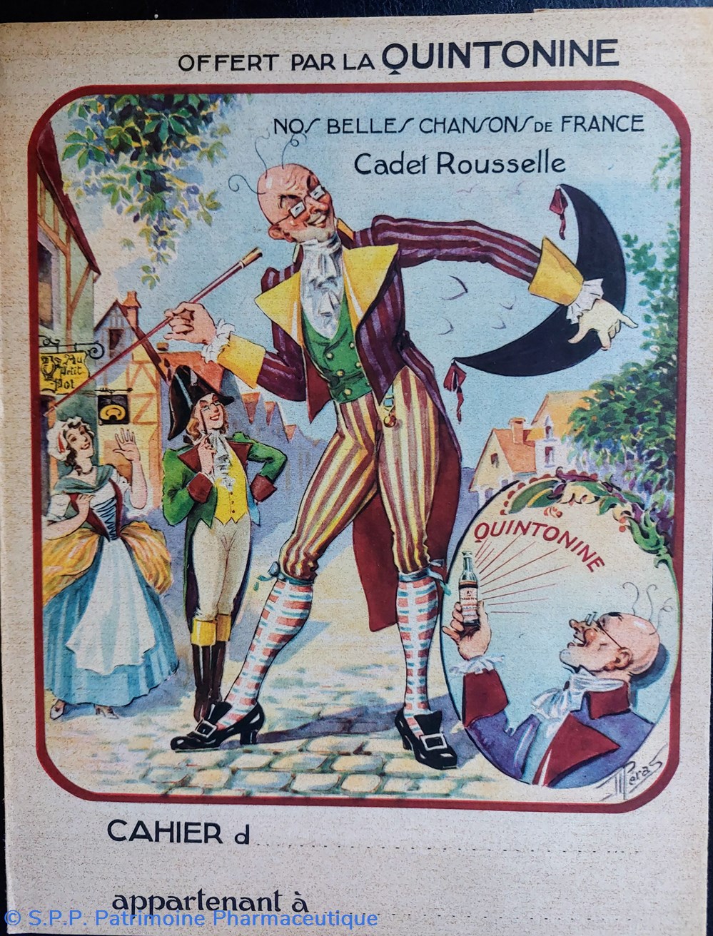 QUINTONINE Protège- cahier " Cadet Rousselle" science pharmacie quintonine protege cahier cadet rousselle