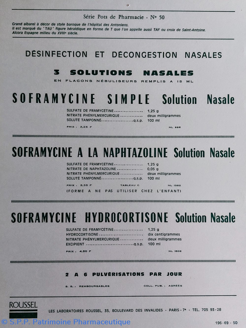 ROUSSEL N°50 ALBAREL - Alcora Espagne XVIII 3 science pharmacie roussel n 50 albarel alcora espagne xviii