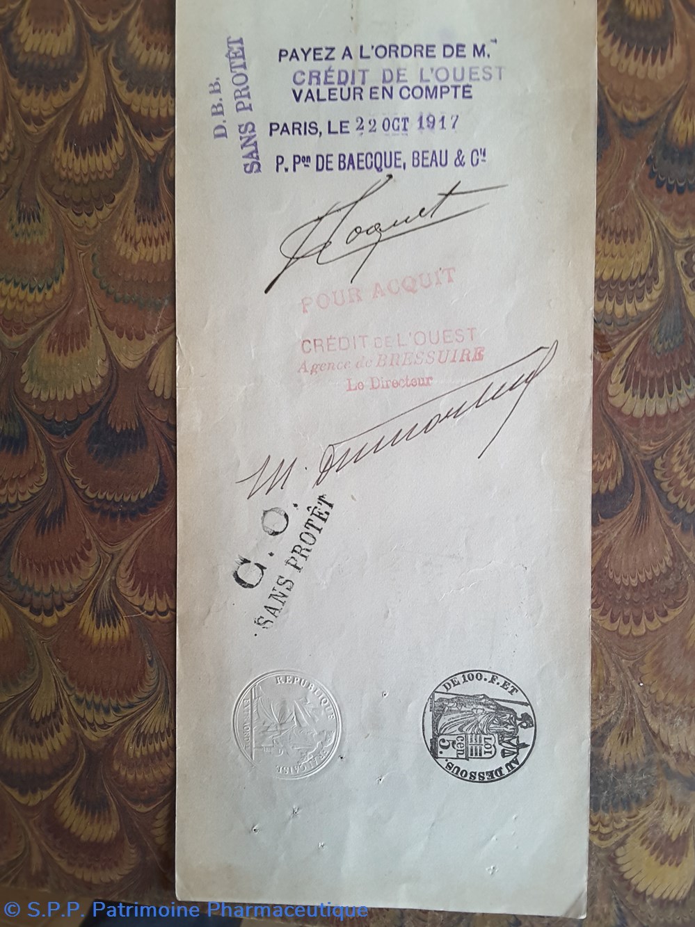 documents anciens lettre de change j bachelet paris 1917