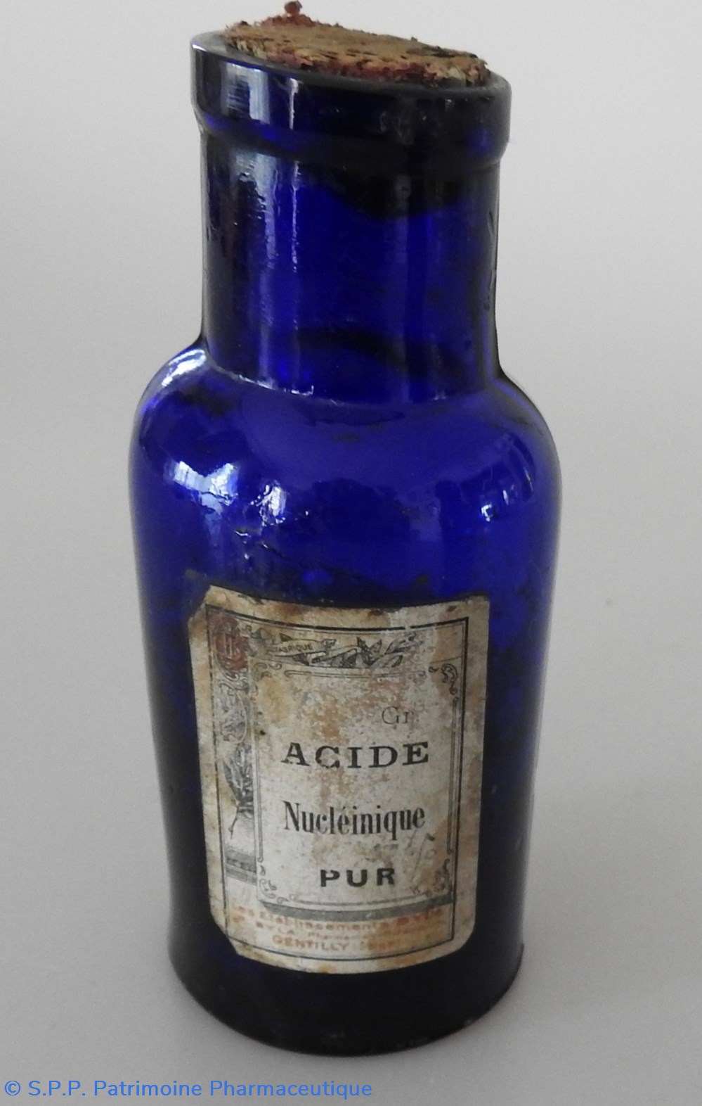 FIOLE en verre bleu science pharmacie fiole en verre bleu