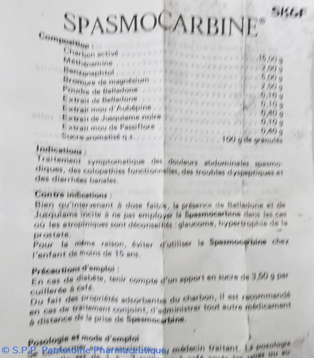 SPASMOCARBINE 5 science pharmacie spasmocarbine