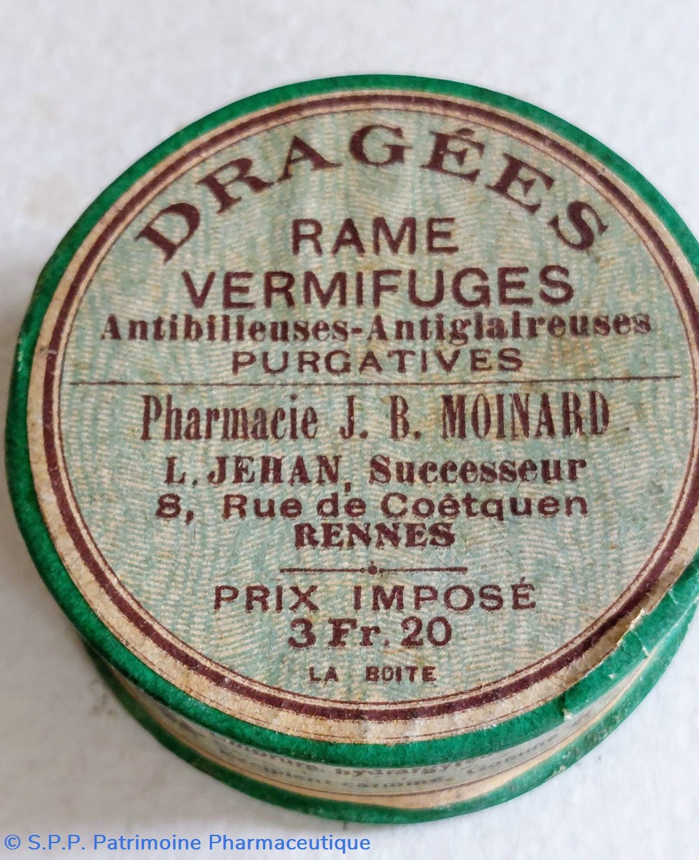 DRAGÉES RAME VERMIFUGES J. B. Moinard science pharmacie dragees rame vermifuges j b moinard