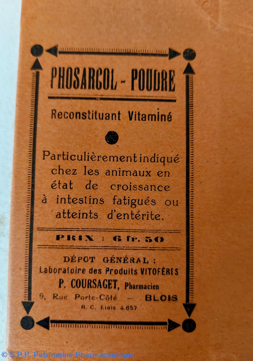 documents anciens emballage phosarcol poudre veterinaire
