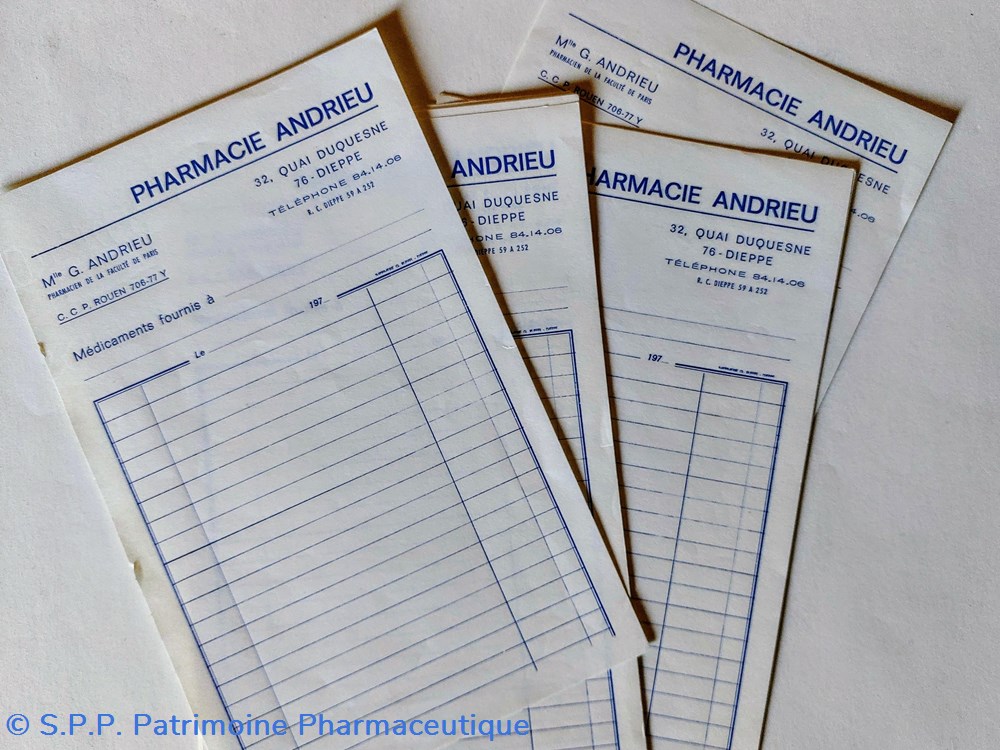 Factures Pharmacie ANDRIEU à Dieppe documents anciens factures pharmacie andrieu a dieppe
