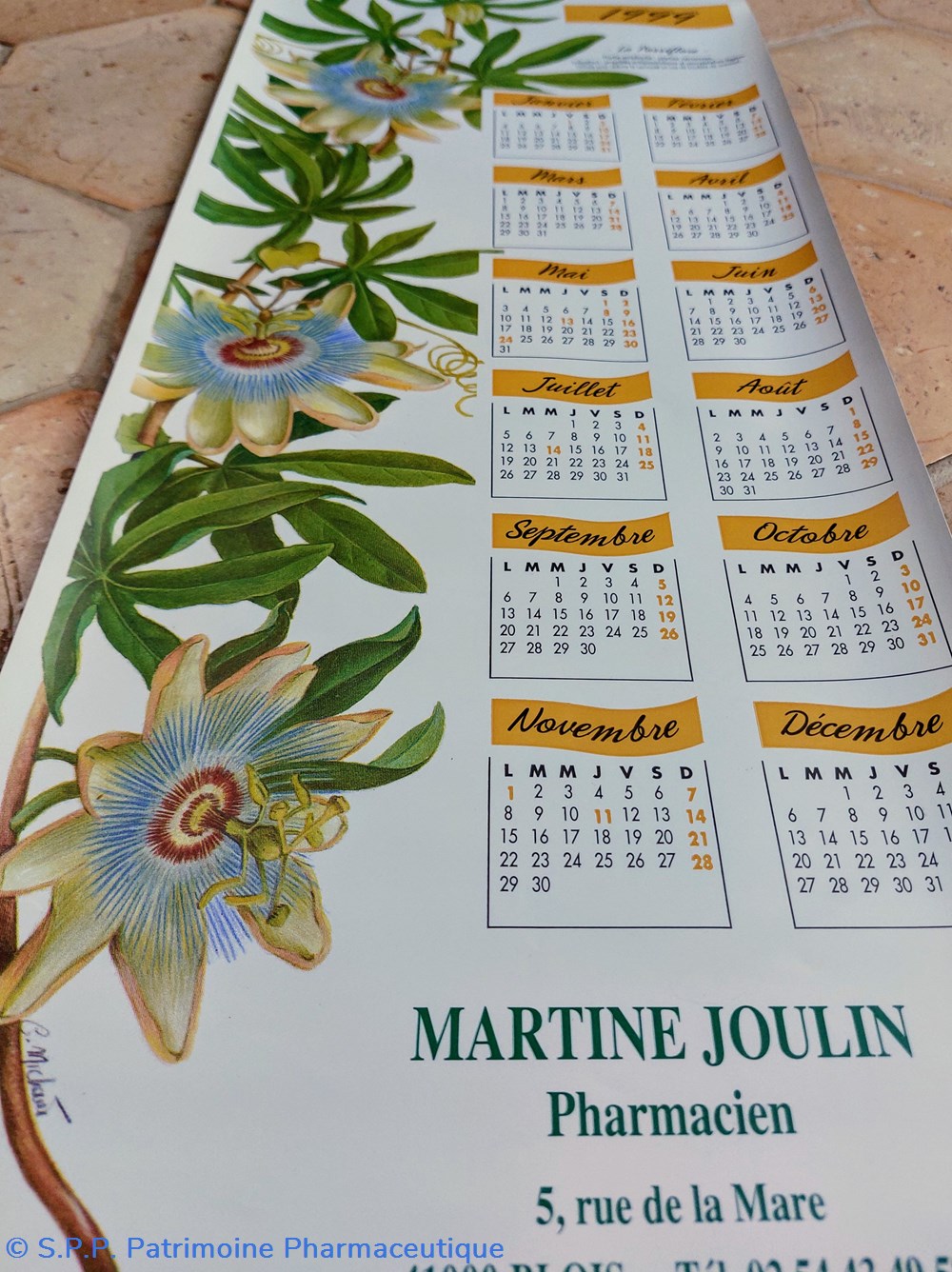 CALENDRIER 1999 _ Passiflore 3 science pharmacie calendrier 1999 passiflore