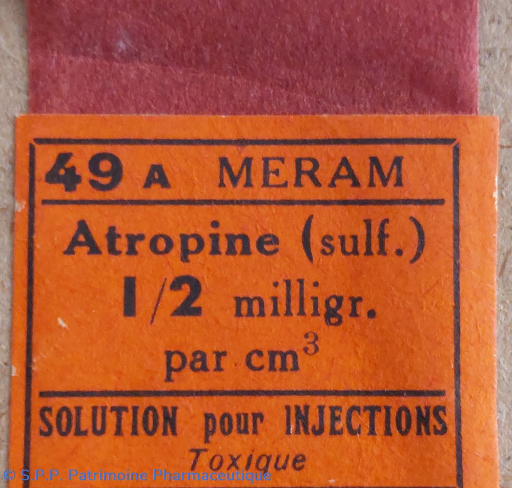 50 ampoules de 1 cm3 D'ATROPINE MÉRAM 3 science pharmacie 50 ampoules de 1 cm3 atropine meram