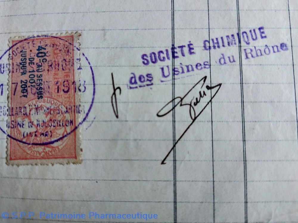 * Facture " HISTORIQUE" du 31/03/1917 Société Chimique des Usines du Rhône 4 documents anciens facture historique du 31 03 1917 societe chimique des usines du rhone