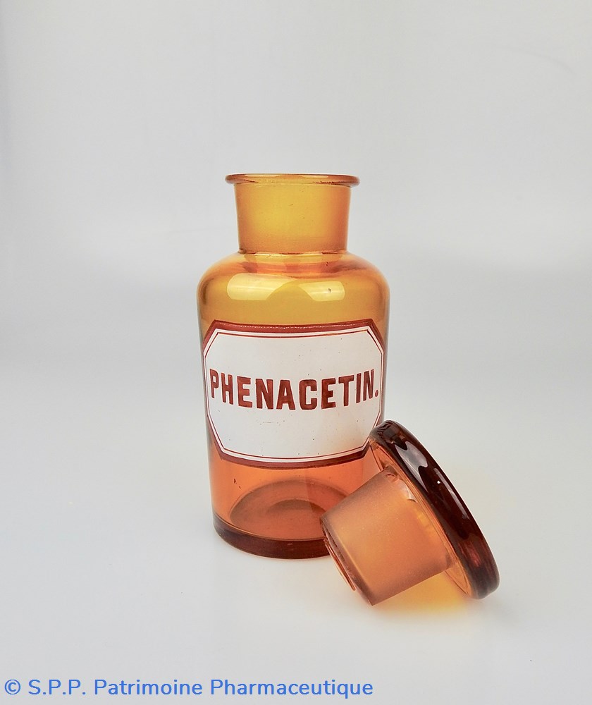 science flacon de pharmacie en verre ambre moyen modele a etiquette blanche et rouge
