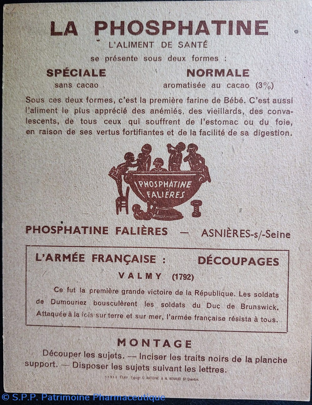 PHOSPHATINE / Découpages " Valmy" 2 objets publicitaires phosphatine decoupages valmy