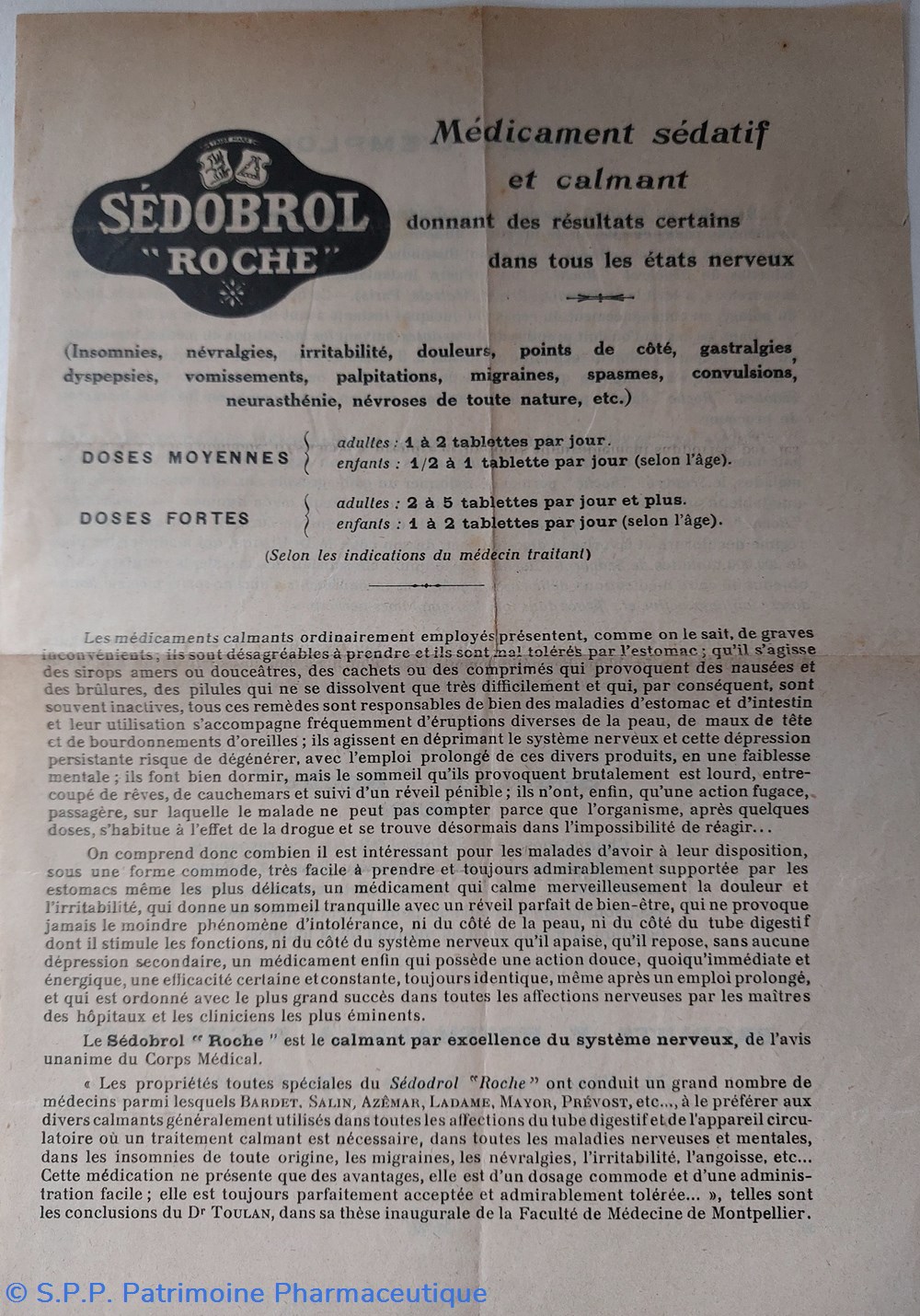 SEDOBROL "Roche" info produit documents anciens sedobrol roche info produit