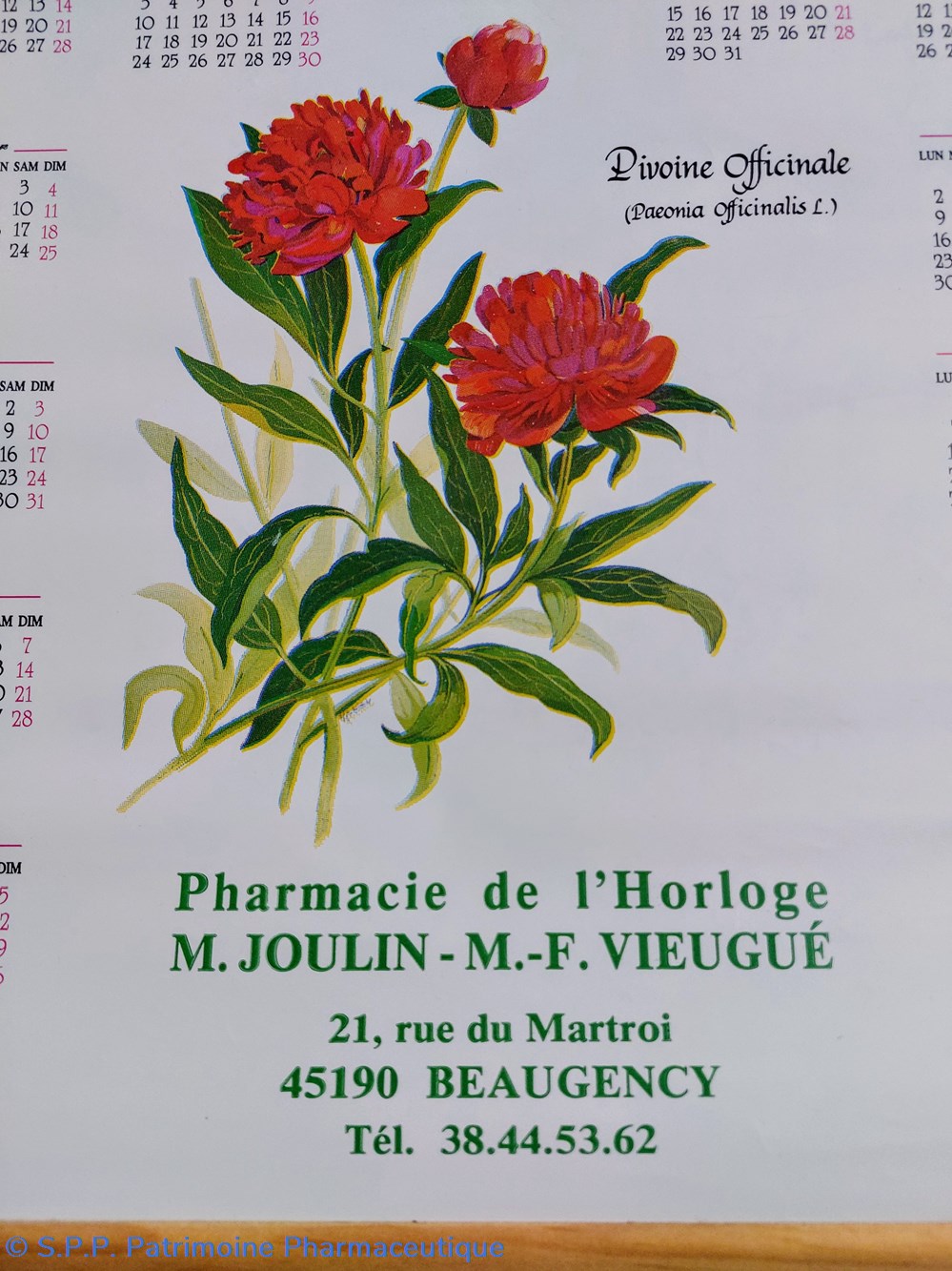 science pharmacie calendrier 1996 pivoine officinale
