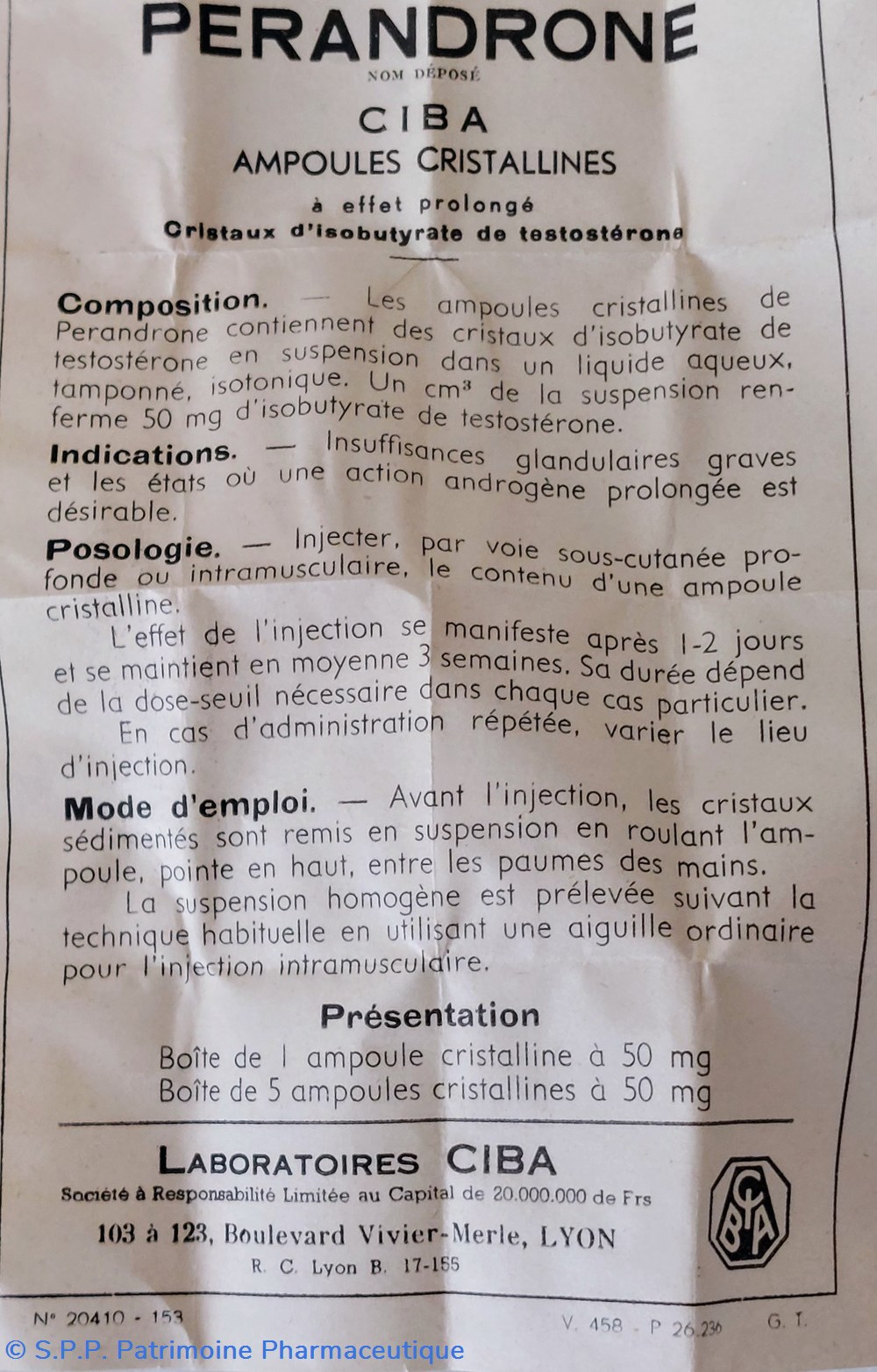 science pharmacie perandrone ampoule cristalline ciba