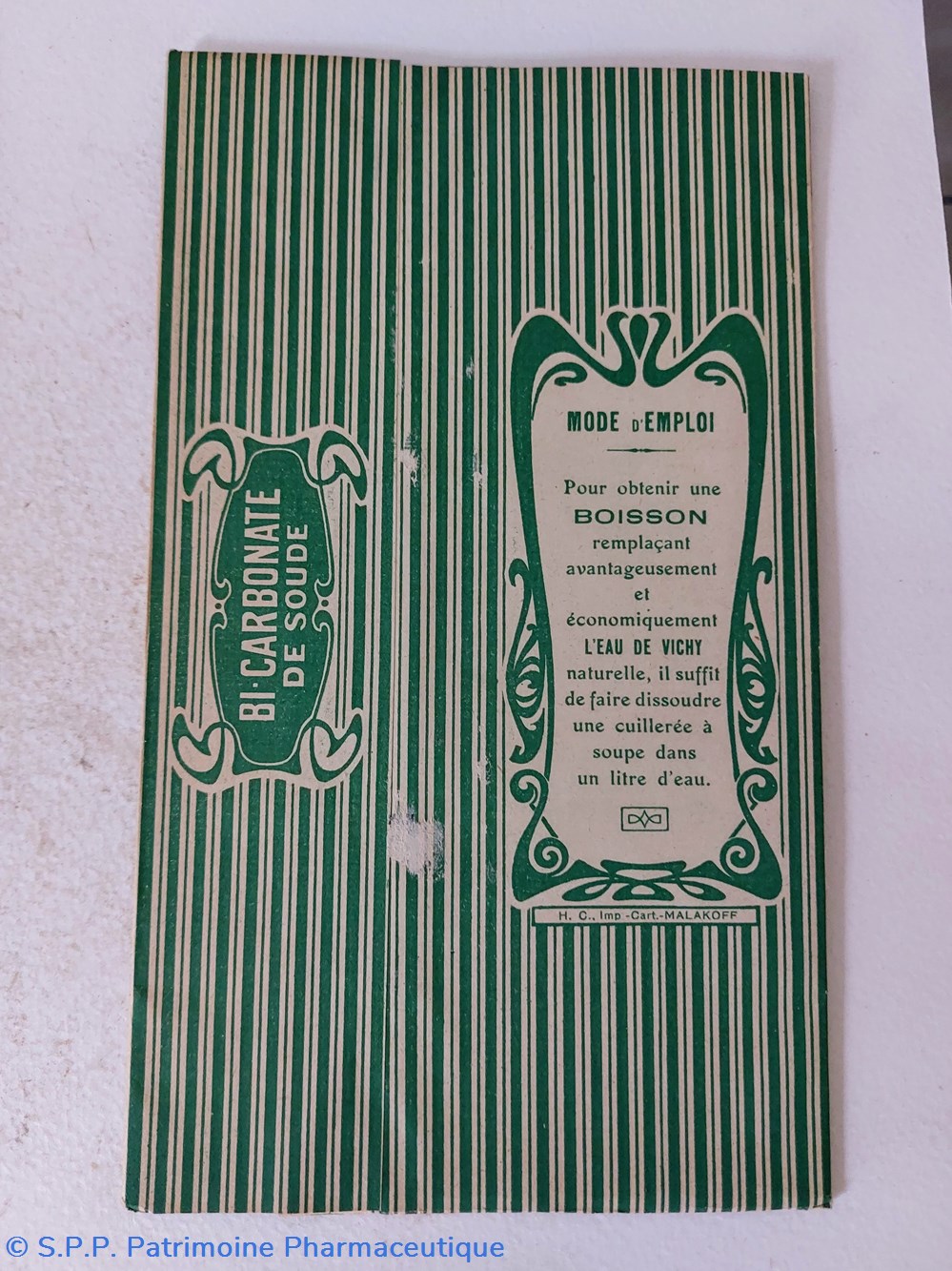 Emballage " SEL de VICHY" Bicarbonate de soude 2 documents anciens emballage sel de vichy bicarbonate de soude