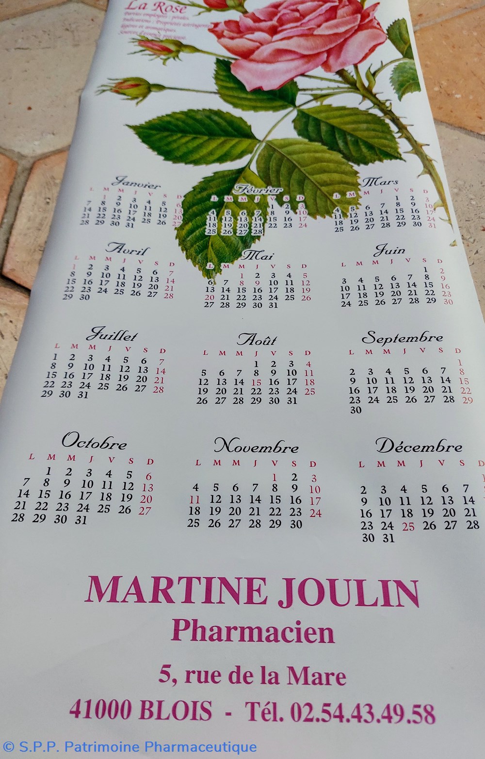 science pharmacie calendrier 2002 rose