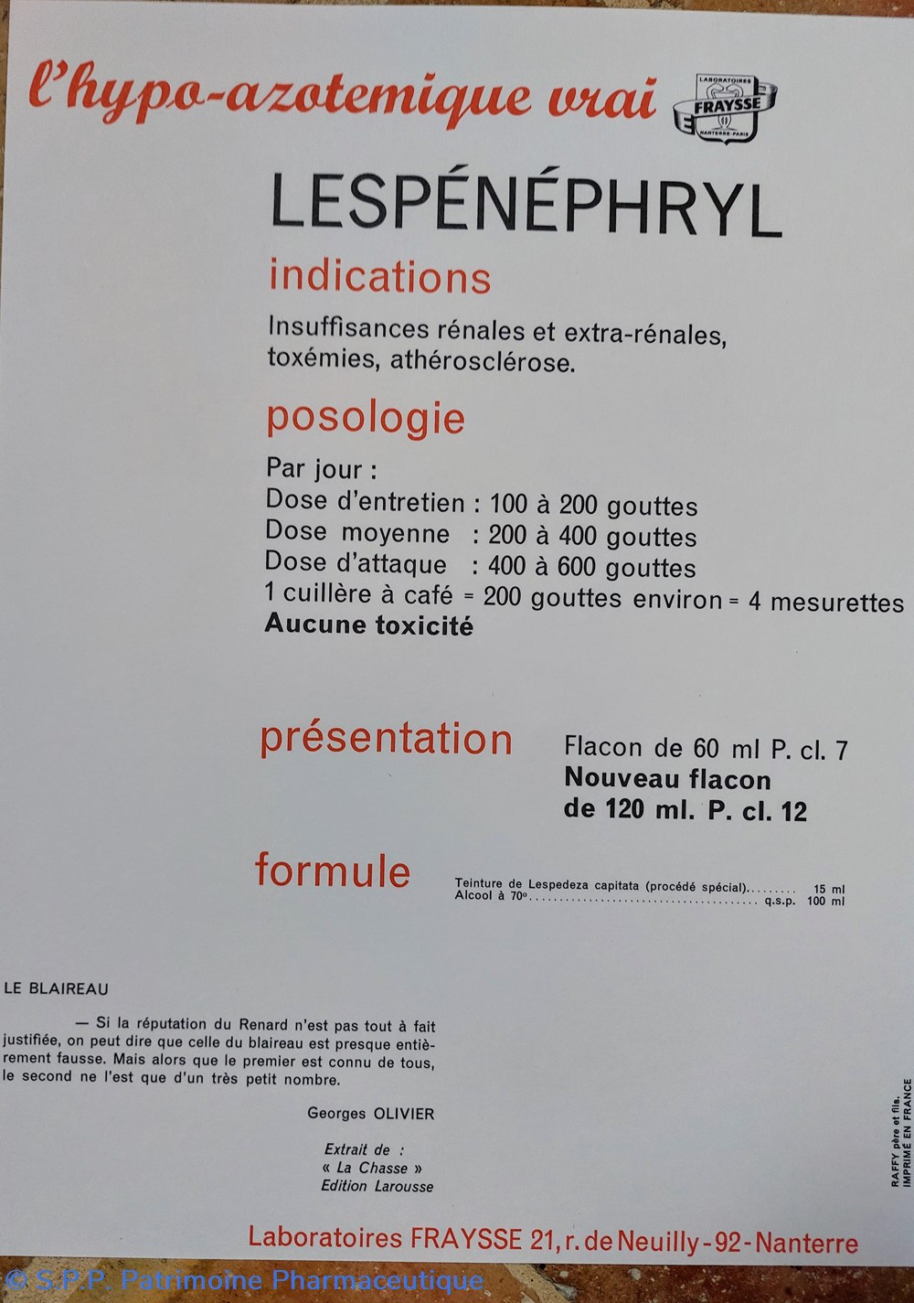 Lab. FRAYSSE / Affiches de Gibier 5 objets publicitaires lab fraysse affiches de gibier