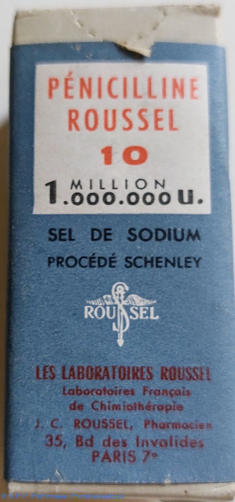 PÉNICILLINE " G" ROUSSEL 10 ( 1 million U.) science pharmacie penicilline g roussel 10 1 million u