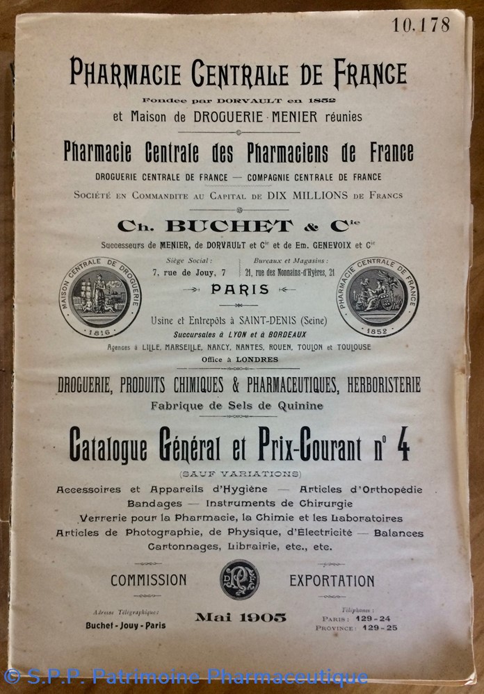 science catalogue pharmacie centrale 1905