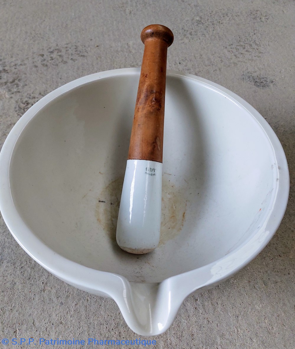 science pharmacie mortier ceramique 30 cm et pilon manche bois