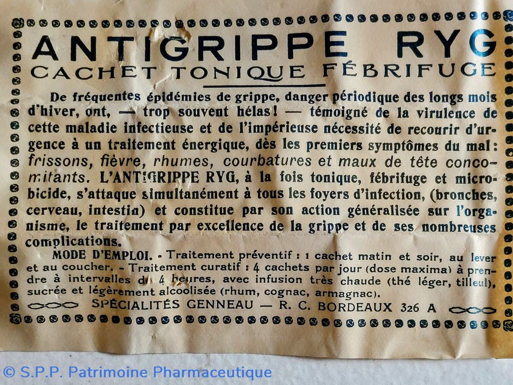 science pharmacie antigrippe ryg cachet tonique febrifuge