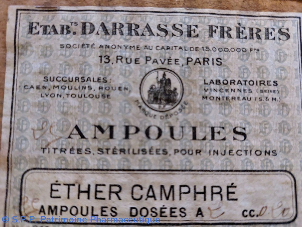 Ampoules ETHER CAMPHRÉE DARRASSE 5 science pharmacie ampoules ether camphree darrasse