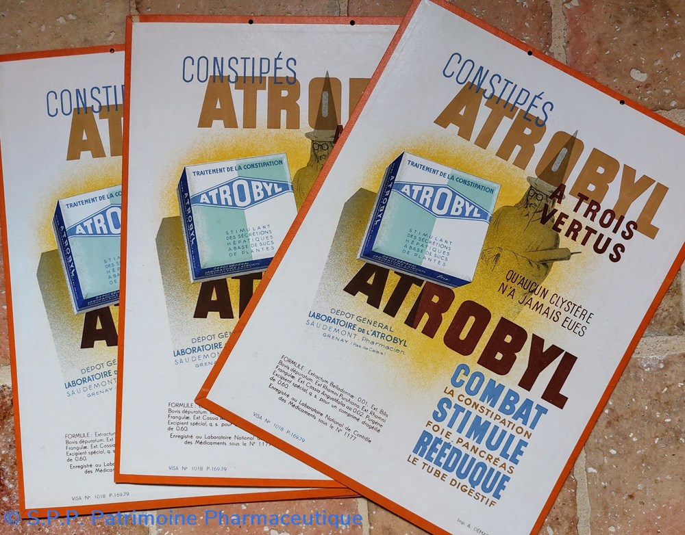 ATROBYL Affiches / traitement de constipation 2 objets publicitaires atrobyl affiches traitement de constipation