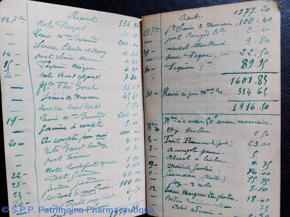 Carnet de CAISSE (Entrées et Sorties) d'une pharmacie en 1914 8 documents anciens carnet de caisse entrees et sorties une pharmacie en 1914
