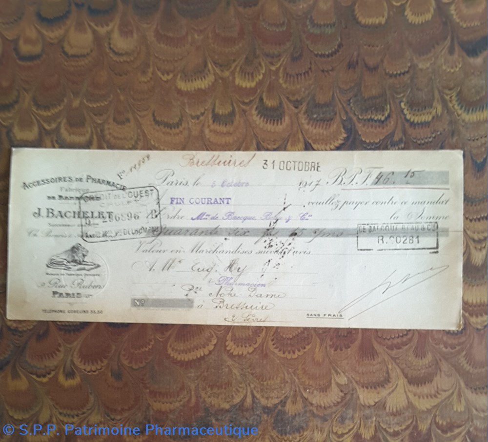 documents anciens lettre de change j bachelet paris 1917