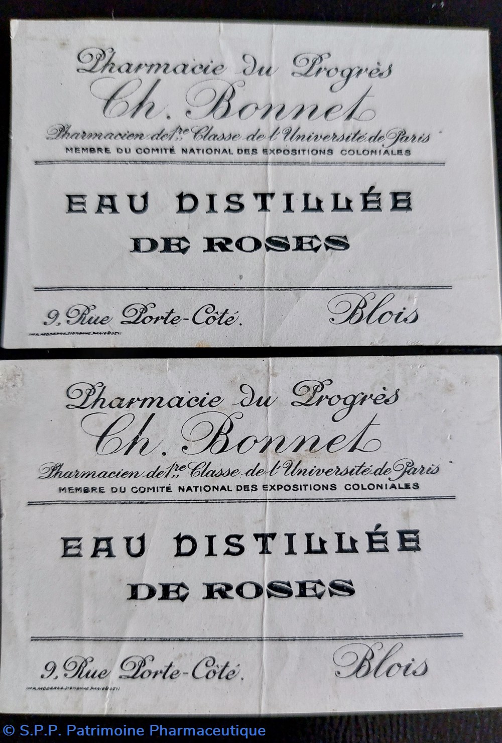 Phie Ch. BONNET /Étiquettes. 2 documents anciens phie ch bonnet etiquettes