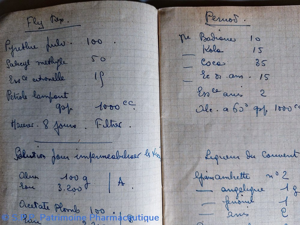 Carnet de " recettes d'un Pharmacien" 6 documents anciens carnet de recettes un pharmacien