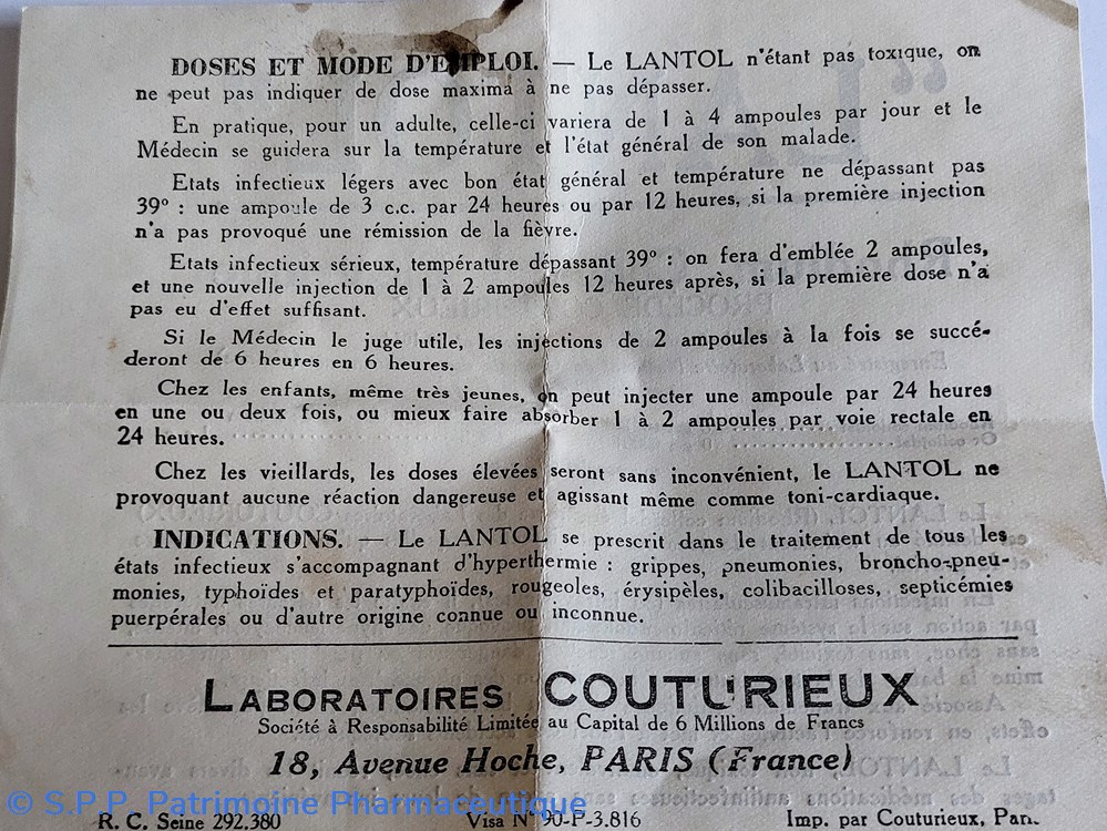 LANTOL ( Ampoules) Procédé Couturieux 7 science lantol ampoules procede couturieux
