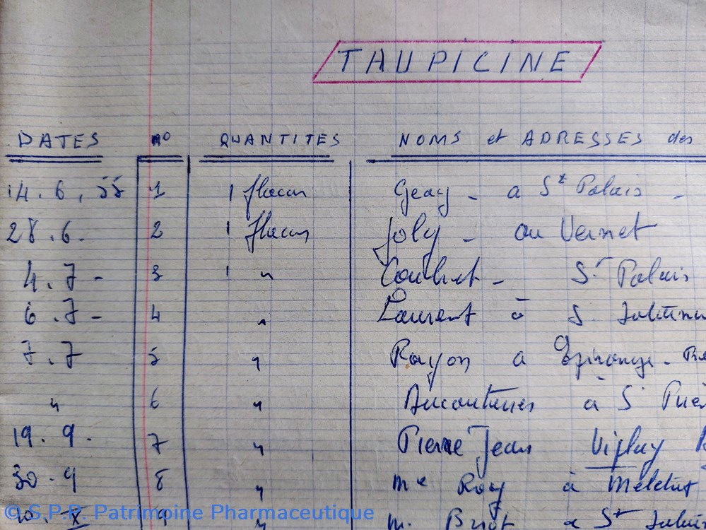 Taupicine ordonnancier 1955- 1966 2 documents anciens taupicine ordonnancier 1955 1966