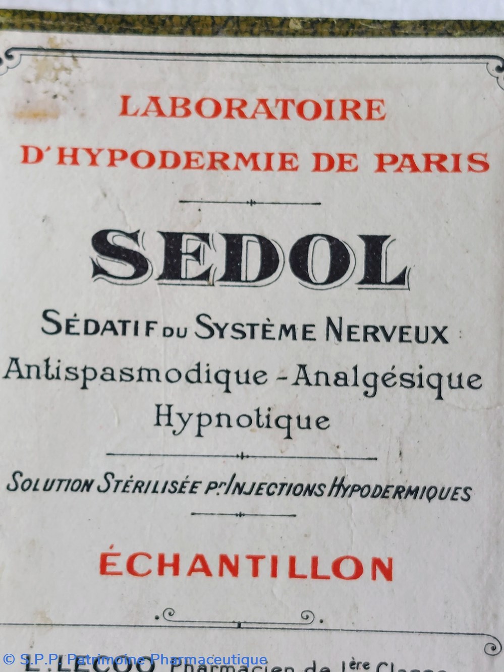 SEDOL / Injections Hypodermiques L. Lecoq 5 science pharmacie sedol injections hypodermiques l lecoq