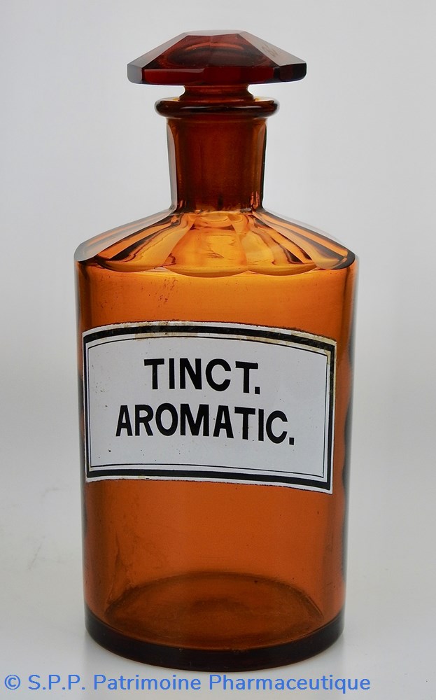 science flacon de pharmacie en verre ambre moyen modele a etiquette blanche et noire