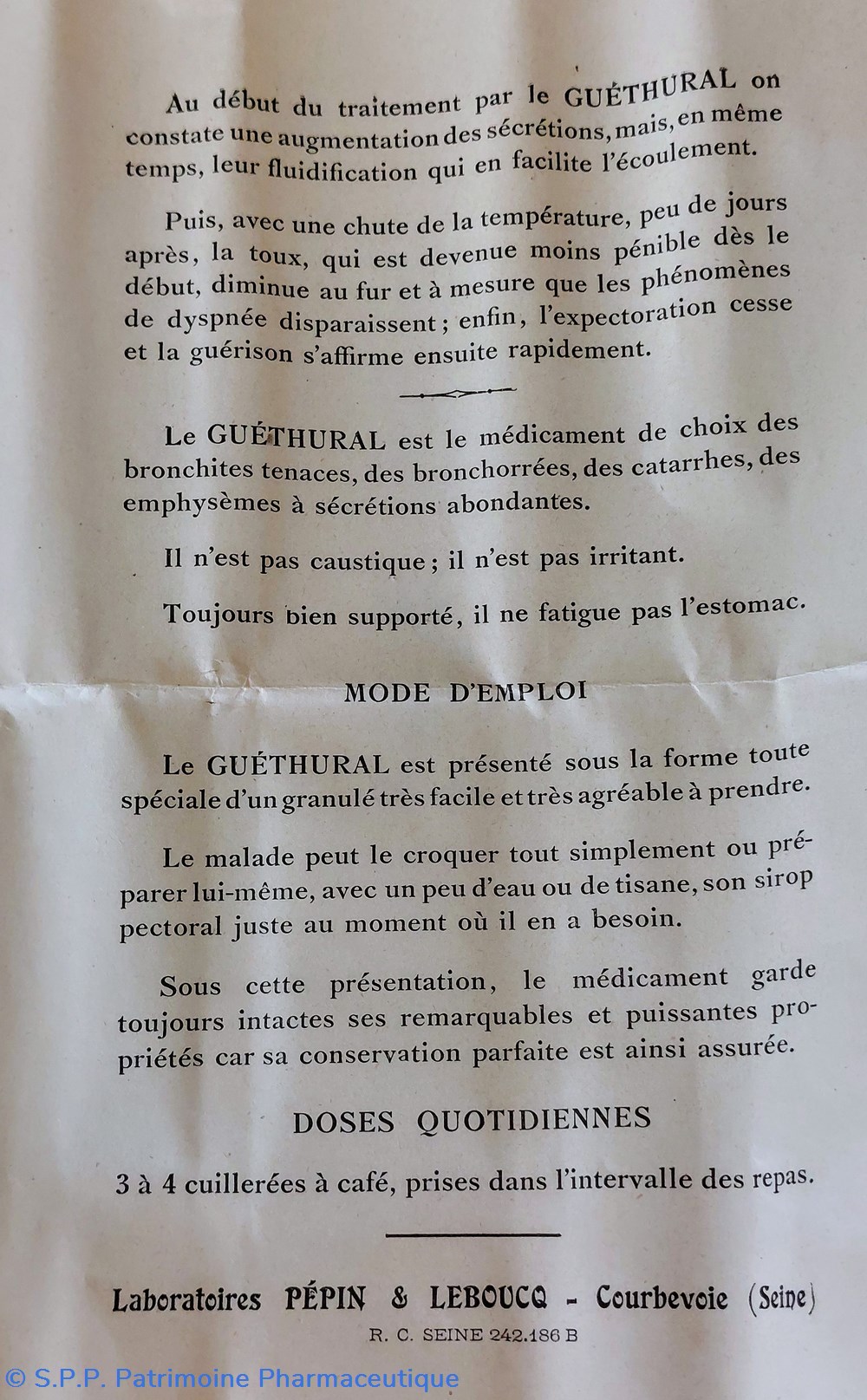 GUÉTHURAL / Granulés sécrétions bronchiques 8 science pharmacie guethural granules secretions bronchiques