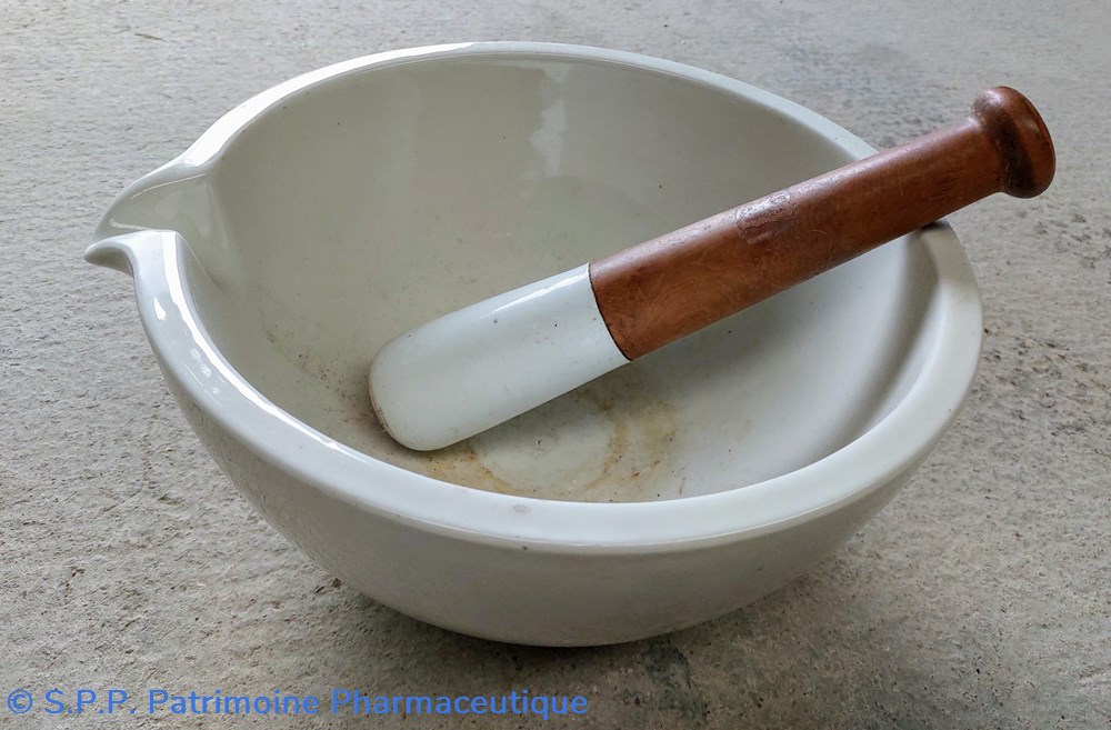 science pharmacie mortier ceramique 30 cm et pilon manche bois