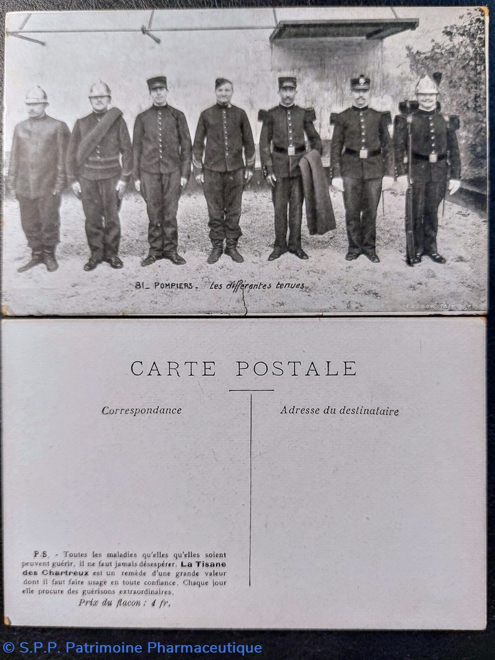 objets publicitaires tisanes des chartreux cartes postales pompiers