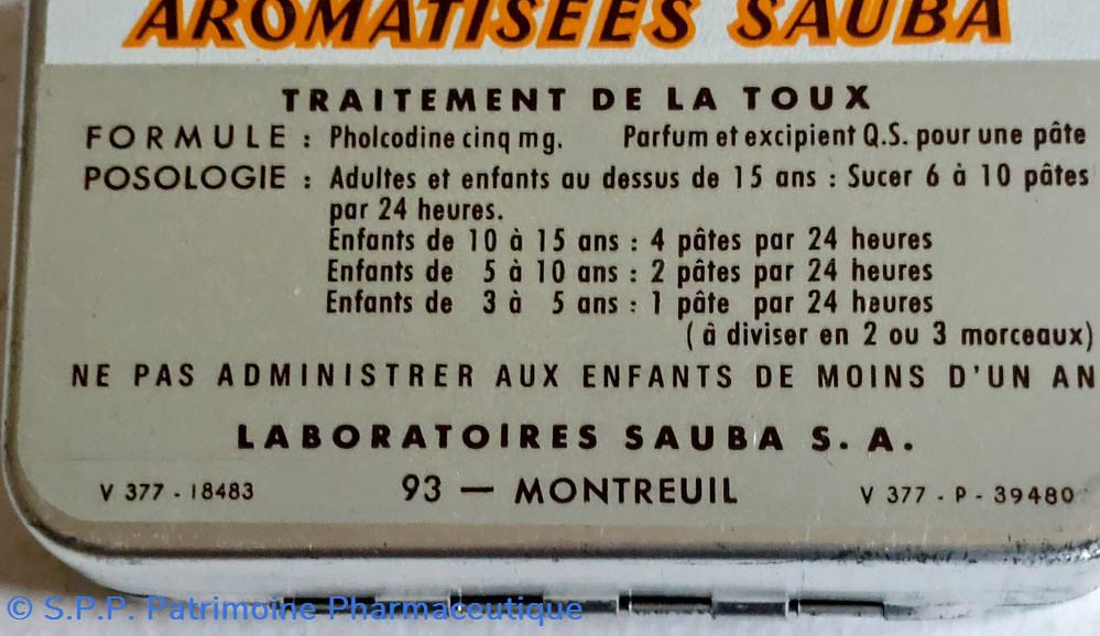 PÂTES à la PHOLCODINE Aromatisées /SAUBA 4 science pharmacie pates a la pholcodine aromatisees sauba