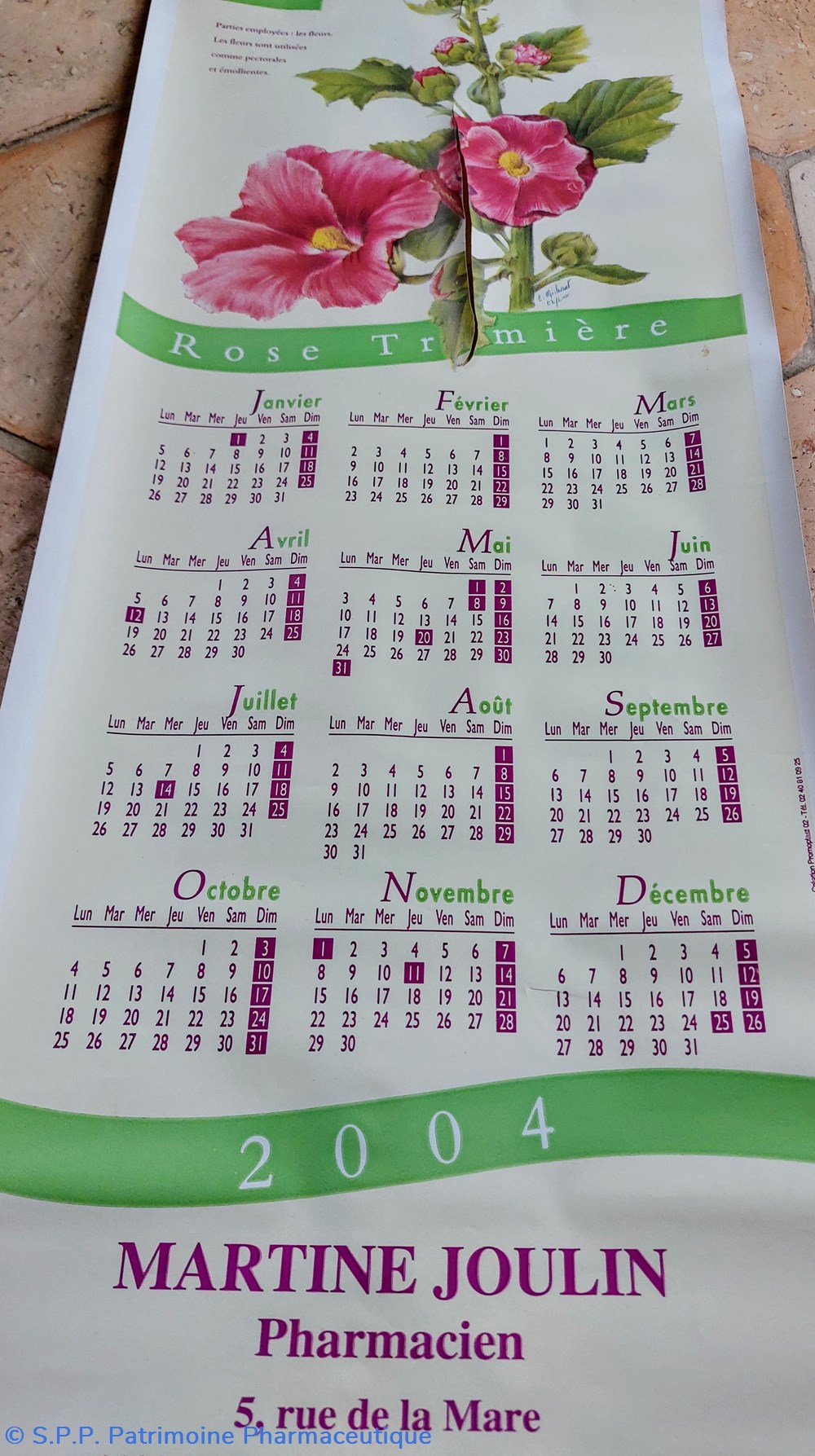science pharmacie calendrier 2004 rose tremiere