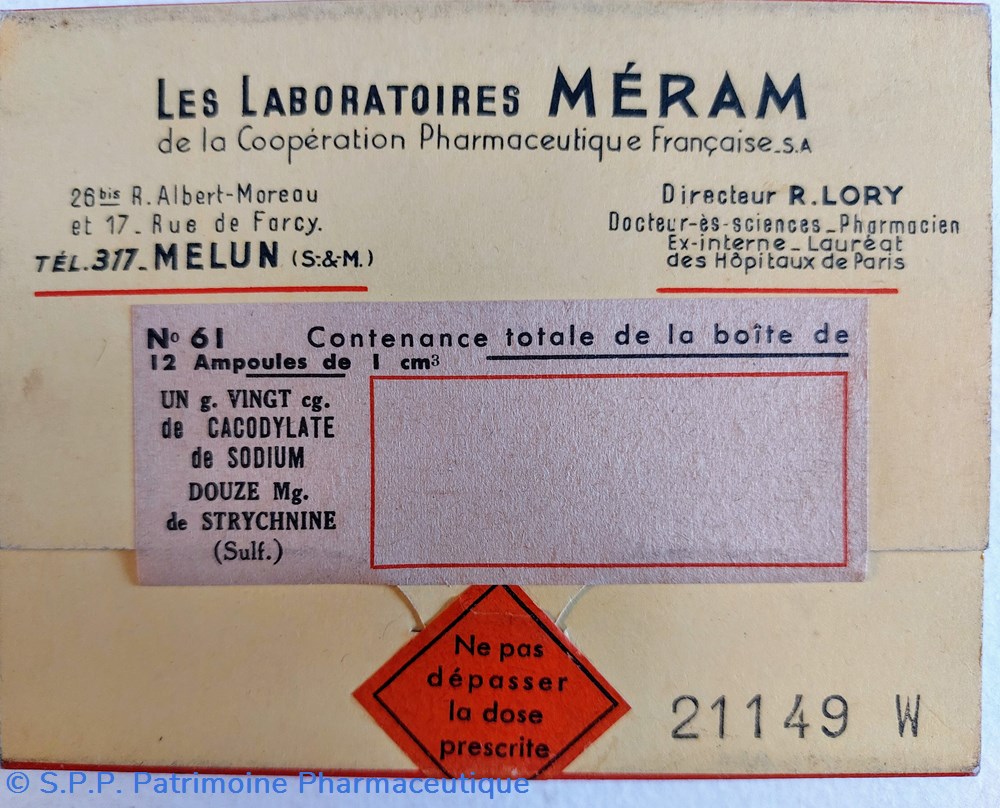 CACODYLATE de Sodium + STRYCHNINE amp. 2 science pharmacie cacodylate de sodium strychnine amp